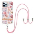 thumbnail image 1 of Compatible with iPhone 16 Clear TPU Flower Pattern Case, iPhone 16 Case with Strap Crossbody Adjustable Neck Lanyard Case Phone Cover Designed for iPhone 16, Flower#5, 1 of 7
