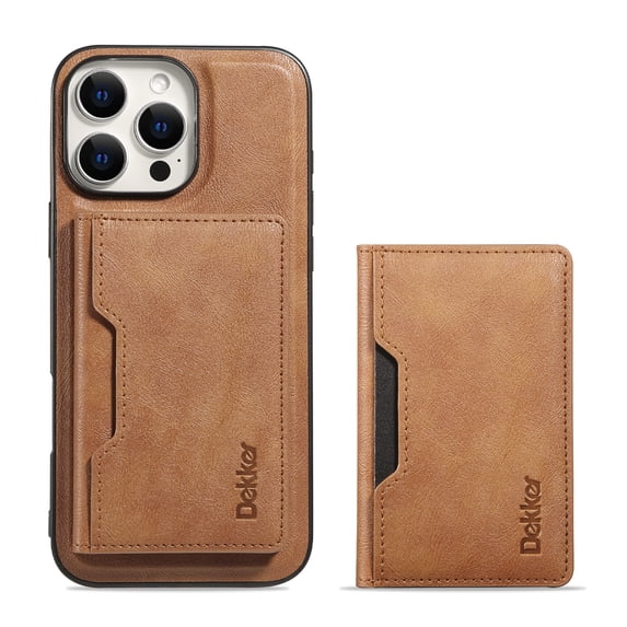 Compatible with iPhone 16 Magnetic Detachable Wallet Case with Card Slots RFID Blocking for Women Men, Double Magnetic Clasp Kickstand Shockproof PU Leather Phone Case,Brown