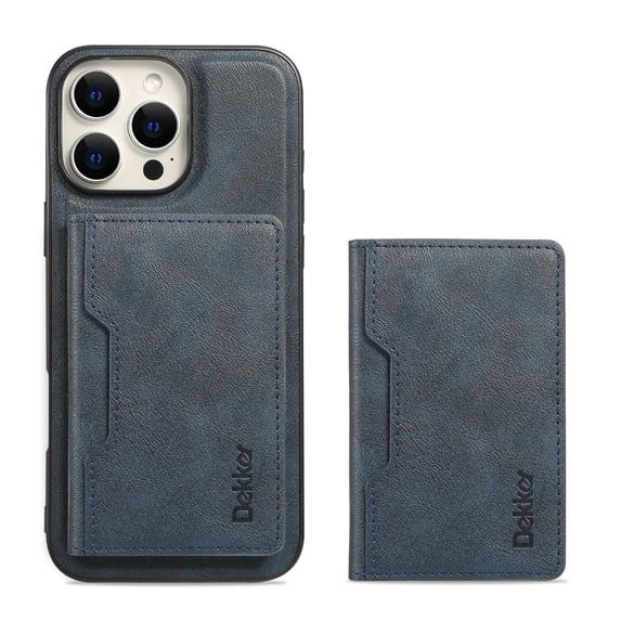 Compatible with iPhone 16 Magnetic Detachable Wallet Case with Card Slots RFID Blocking for Women Men, Double Magnetic Clasp Kickstand Shockproof PU Leather Phone Case,Blue