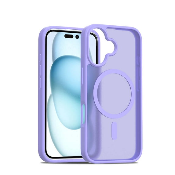Compatible WIth iPhone 16 Phone Case,Frosted Translucent Designing,Compatible with Mag-Safe,Shockproof Rugged Drop-Proof Ultra Slim Silky Touch Thin Fit Phone Case Cover,Purple