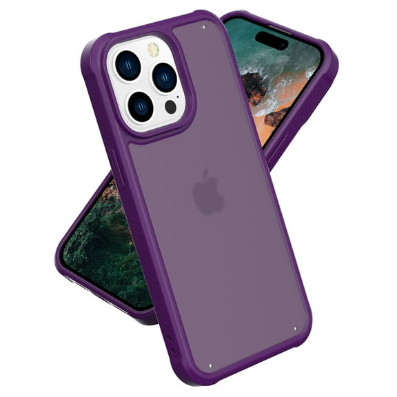 Compatible with iPhone 16 Phone Case,Military-Grade Drop Protection,Slim Thin Shockproof Protective,Anti-Fingerprint Frosted Translucent Back Ultra Slim Rugged Phone Cover,Darkpurple