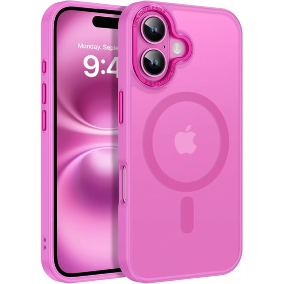 Compatible with iPhone 16 Plus Case for Magnetic iPhone 16 Plus Phone Case [Compatible with Magsafe] Slim Translucent Matte Shockproof Bumper Drop Protection Girl Women Boy Cover, New Pink