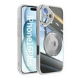 thumbnail image 1 of Compatible with iPhone 16 Plus Case, [Military Grade Drop Tested][Camera Lens Protection][Built in Kickstand] Translucent Tempered Glass Slim Back Soft Edge Magnetic Cover,Gray, 1 of 8