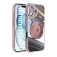 thumbnail image 1 of Compatible with iPhone 16 Plus Case, [Military Grade Drop Tested][Camera Lens Protection][Built in Kickstand] Translucent Tempered Glass Slim Back Soft Edge Magnetic Cover,Pink, 1 of 8