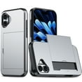 thumbnail image 1 of Compatible with iPhone 16 Plus Case, Wallet Cover Credit Card Holder Slot Sliding Back Pocket Anti-Scratch Dual Layer Protective Case Cover for iPhone 16 Plus, Gray, 1 of 9