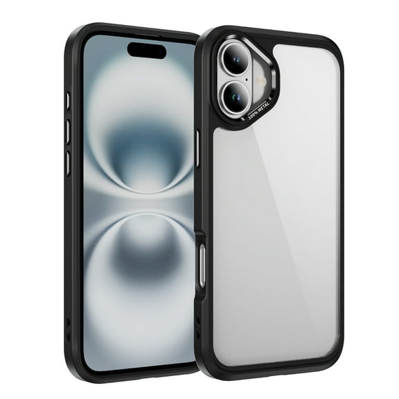 Compatible with iPhone 16 Plus Clear Phone Case,Drop Protection Anti-fall Rugged Heavy Duty Shockproof Military Protective Tough Durable Transparent Phone Case Cover,Black