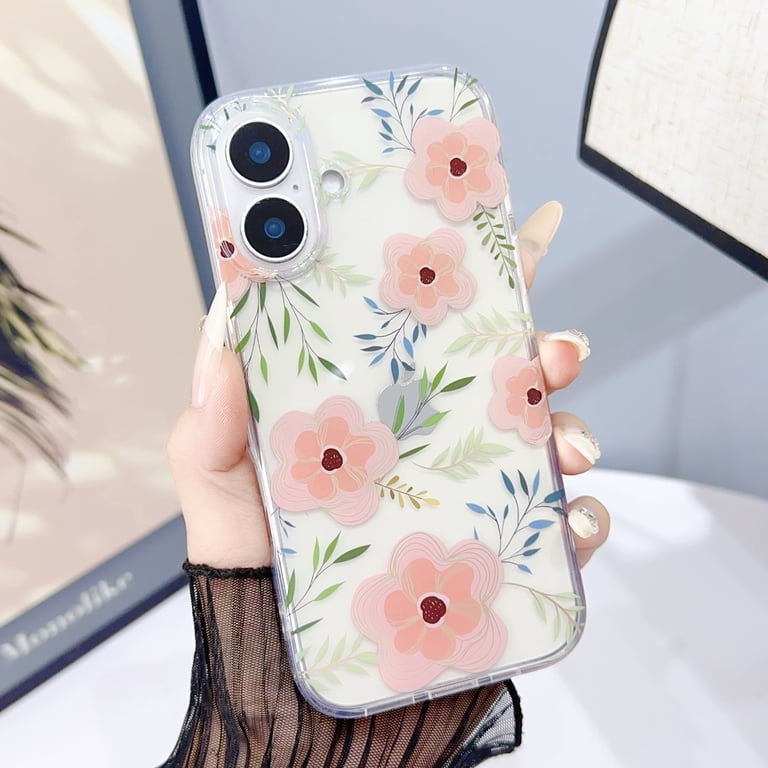 Compatible with iPhone 16 Plus, Luxury TPU Clear Floral Pattern  Anti-Scratch Anti-Yellow Back Case Shockproof Drop Protective Thin Fit  Phone Case for ...