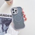 thumbnail image 1 of Compatible with iPhone 16 Plus Magnetic Case,Cute Fashion Curly Wave Shape Frame Design,[Compatible with Mag-Safe ] Translucent Matte Shockproof Anti-fall Heavy Duty Phone Case,Gray, 1 of 7