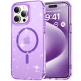 thumbnail image 1 of Compatible with iPhone 16 Plus Magsafe Case Clear Glitter, Anti-Yellow Shockproof Protective Phone Case, Ultra Slim Transparent Anti-Scratch TPU Bumper Cover for iPhone 16 Plus, Purple, 1 of 7