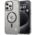 thumbnail image 1 of Compatible with iPhone 16 Plus Magsafe Case Clear Glitter, Anti-Yellow Shockproof Protective Phone Case, Ultra Slim Transparent Anti-Scratch TPU Bumper Cover for iPhone 16 Plus, Black, 1 of 7