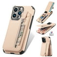 thumbnail image 1 of Compatible with iPhone 16 Plus Wallet Case with Card Holder, Premium PU Leather Kickstand Zipper Slot Case, Magnetic Clasp and Durable Shockproof Cover For iPhone 16 Plus,Khaki, 1 of 9