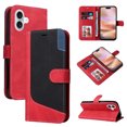 thumbnail image 1 of Compatible with iPhone 16 Plus Wallet Case, Classic Business Wristlet Shockproof Protective for Men Women PU Leather Card Slots Kickstand Phone Case Cover for iPhone 16 Plus, Red, 1 of 11
