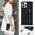thumbnail image 1 of Compatible for iPhone 16 Plus Wallet Case with Crossbody Shoulder Strap Card Slots Holder Cover, Zipper PU Leather Magnetic Kickstand Shockproof Protective Phone Case, Black, 1 of 13