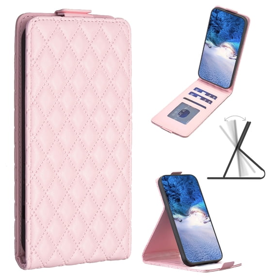 Compatible with iPhone 16 Plus Wallet Case with RFID Blocking Credit Card Holder, PU Leather Folio Flip Kickstand Diamond Patterned Elegent Shockproof Cover Women Men For iPhone 16 Plus,Pink