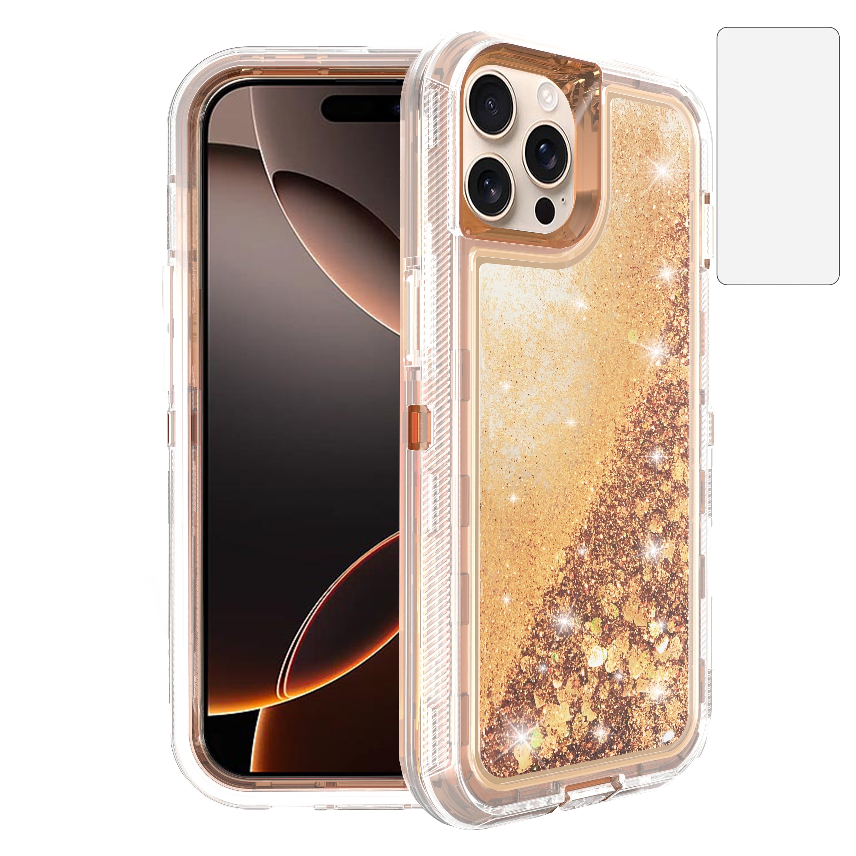 Compatible with iPhone 16 Pro 6.3 inch Phone Case Tempered Glass Screen ...