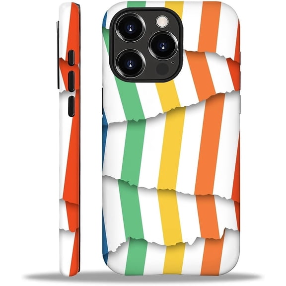 Compatible with iPhone 16 Pro Case,2-in-1 Design Back Pattern Cover Shock Absorption Soft TPU Bumper Frame Protective Case for iPhone 16 Pro for Women 6.3inch-Rainbow Stripes