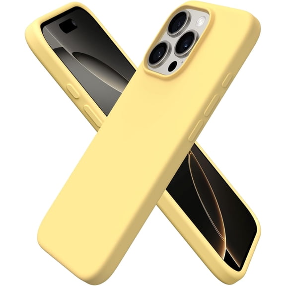 Compatible with iPhone 16 Pro Case 6.3", Slim Liquid Silicone 3 Layers Soft Gel Rubber Shockproof Protective Case with Anti-Scratch Microfiber Lining-Buttercream Yellow