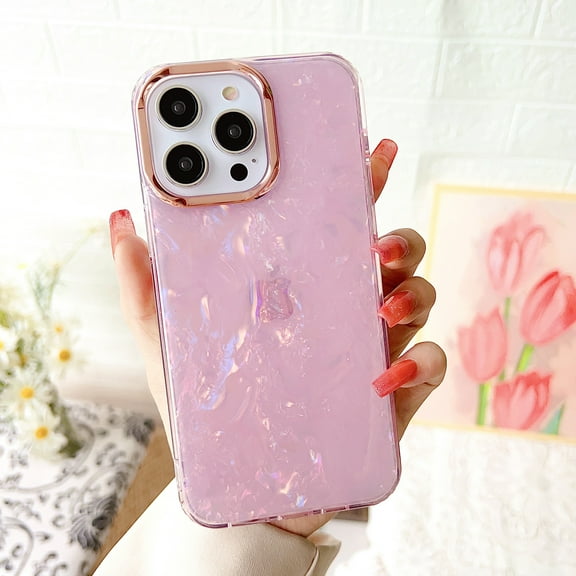Compatible with iPhone 16 Pro Case, Clear Glitter Hybrid Protective Phone Case Slim Transparent Anti-Scratch Shock Absorption TPU Bumper Cover for iPhone 16 Pro, Pink
