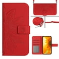 thumbnail image 1 of Compatible with iPhone 16 Pro Case, Flower Embossed Wallet PU Leather Case with Card Holder Slots Protective Heavy Duty Folio Cover Crossbody Strap Case Cover for iPhone 16 Pro, Red, 1 of 10