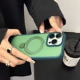 thumbnail image 1 of Compatible with iPhone 16 Pro Case with Invisible Magnetic O-Ring Stand Military-Grade Translucent Case [Compatible with Mag-Safe] [Great Grip Feeling], with Glass Lens Protector, Green, 1 of 5