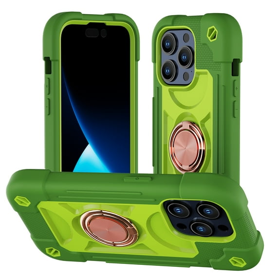 Compatible for iPhone 16 Pro Case with Rotatable Ring Stand, Military Grade Drop Protection Full Body Rugged Heavy Duty Protective Cover for iPhone 16 Pro with Kickstand, Avocado