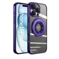 thumbnail image 1 of Compatible with iPhone 16 Pro Case with Rotating Magnetic Ring Stand, [Compatible with MagSafe] [Full Camera Lens Protector] Plating Clear Slim Phone Case for iPhone 16 Pro, Darkpurple, 1 of 7