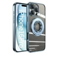 thumbnail image 1 of Compatible with iPhone 16 Pro Case with Rotating Magnetic Ring Stand, [Compatible with MagSafe] [Full Camera Lens Protector] Plating Clear Slim Phone Case for iPhone 16 Pro, Blue, 1 of 7