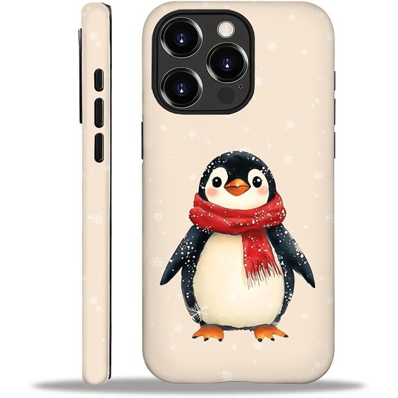 Compatible with iPhone 16 Pro Case, Snowflake Cartoon Penguin Pattern Print Matte Phone Case Durable Fashion Funny Liquid Silicone Case Soft Anti-Scratch Shockproof Protective Cover