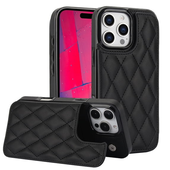 Compatible for iPhone 16 Pro Case Wallet with RFID Blocking Credit Card Holder, Flip Premium PU Leather Magnetic Clasp Kickstand Elgant Shockproof Protective Cover for iPhone 16 Pro, Black