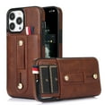 thumbnail image 1 of Compatible with iPhone 16 Pro Case Wallet with Slide Credit Card Holder, Flip Premium PU Leather Hidden Kickstand Classic Retro Heavy Duty Protective Cover for iPhone 16 Pro,Brown, 1 of 8