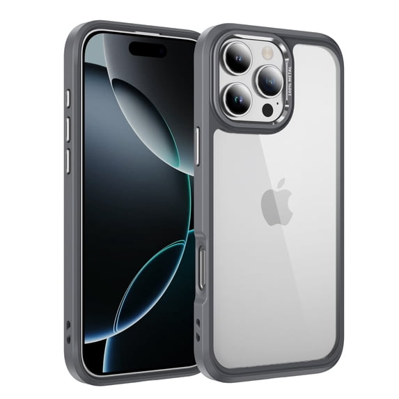 Compatible with iPhone 16 Pro Clear Phone Case,Drop Protection Anti-fall Rugged Heavy Duty Shockproof Military Protective Tough Durable Transparent Phone Case Cover,Gray