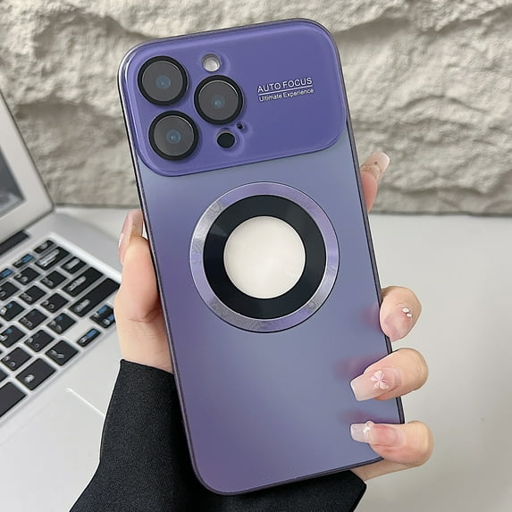 Compatible With iPhone 16 Pro Magnetic Phone Case,Logo View Designing,Built-in Camera Lens Film,Support MagSafe,Shockproof Anti-Drop Protection Ultra Slim Rugged Phoe Case Cover,Darkpurple