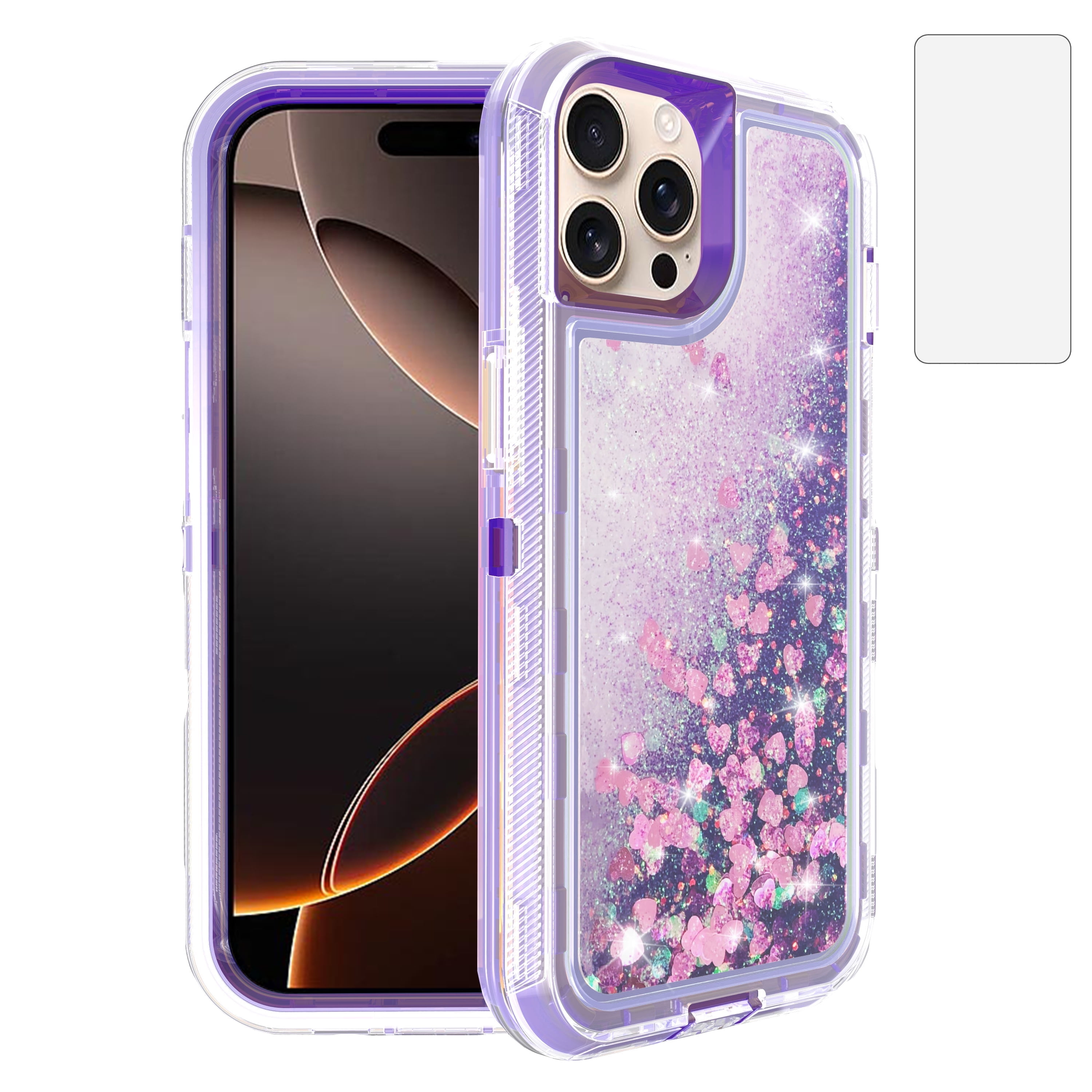 Compatible with iPhone 16 Pro Max 6.9 inch Phone Case Tempered Glass ...