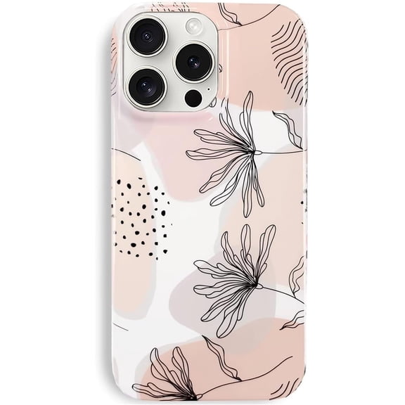 Compatible with iPhone 16 Pro Max Case 6.9", Aesthetic Minimalist Prints Slim Boho Style Geometric Line Plant Floral Pattern Soft TPU Shockproof Cover Protective Phone Case for Women Leaves