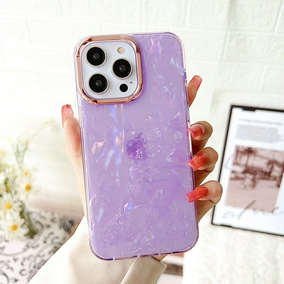 Compatible with iPhone 16 Pro Max Case, Clear Glitter Hybrid Protective Phone Case Slim Transparent Anti-Scratch Shock Absorption TPU Bumper Cover for iPhone 16 Pro Max, Purple