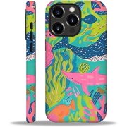 Compatible with iPhone 16 Pro Max Case, Colorful Sea Life 16 Pro Max 2 in 1 Silicone Mixed Hard Pc Case, Durable Shock-Proof Protection Pattern Design