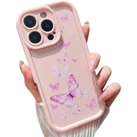 Compatible with iPhone 16 Pro Max Case,Cute Butterfly Print Pattern Design,Soft TPU Slim Girly Butterfly Phone Case Bumper Shockproof Protective Cover for Women Girls 6.9inch-Pink2