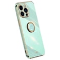 thumbnail image 1 of Compatible with iPhone 16 Pro Max Case Finger Ring Kickstand for Women Girls Rose Gold Edge Full Body Protection Plating Electroplate Case for iPhone 16 Pro Max, Green, 1 of 6