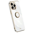thumbnail image 1 of Compatible with iPhone 16 Pro Max Case Finger Ring Kickstand for Women Girls Rose Gold Edge Full Body Protection Plating Electroplate Case for iPhone 16 Pro Max, White, 1 of 7