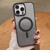 Compatible with iPhone 16 Pro Max Case, Gradient Glitter Phone Case [Compatible with Mag-safe] Sparkly Shinny Bling Glitter Shockproof TPU Bumper Anti-fall Case Girl Women Boy Men,Black