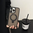 thumbnail image 1 of Compatible with iPhone 16 Pro Max Case with Invisible Magnetic O-Ring Stand Military-Grade Translucent Case [Compatible with Mag-Safe] [Great Grip Feeling], with Glass Lens Protector, Black, 1 of 5