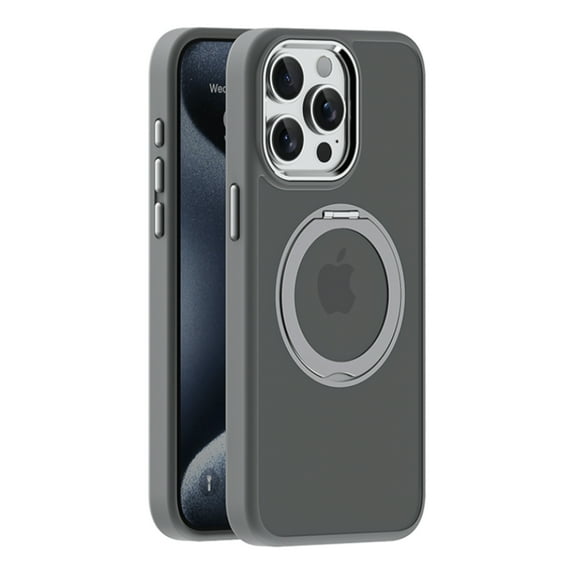 Compatible for iPhone 16 Pro Max Case with Invisible Ring Stand, Magnetic Compatible with Mag-Safe, Great Grip Feeling, Drop-Proof Rugged Protective Phone Cover, Translucent Skin-Feel Case, Gray