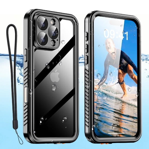 Compatible with iPhone 16 Pro Max Case Waterproof, Clear Water Proof Built-in Screen Protector Shockproof Dustproof Snowproof Full Body Rugged Underwater Phone Case