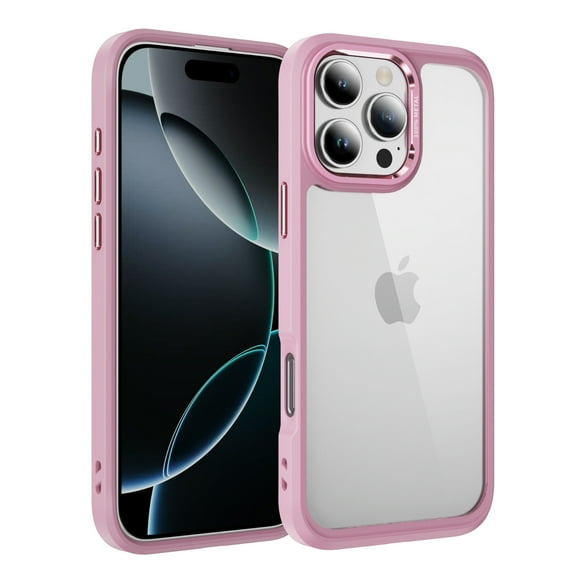 Compatible with iPhone 16 Pro Max Clear Phone Case,Drop Protection Anti-fall Rugged Heavy Duty Shockproof Military Protective Tough Durable Transparent Phone Case Cover,Pink