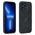 thumbnail image 1 of Compatible with iPhone 16 Pro Max Elegant PU Leather Embossed Case, Soft Silicone Edge Classic Shockproof Protective Cover for iPhone 16 Pro Max - Black, 1 of 10