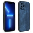 thumbnail image 1 of Compatible with iPhone 16 Pro Max Elegant PU Leather Embossed Case, Soft Silicone Edge Classic Shockproof Protective Cover for iPhone 16 Pro Max - Blue, 1 of 10