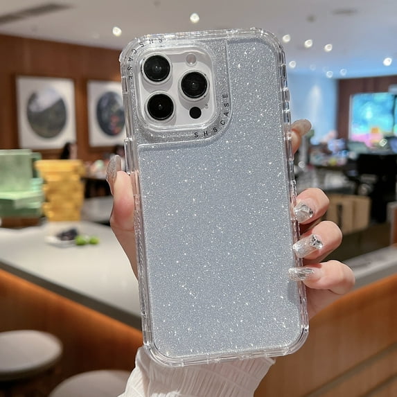 Compatible with iPhone 16 Pro Max Glitter Paper Gradient Color Case, Women Luxury Clear Case for iPhone 16 Pro Max Case Soft TPU Shockproof Clear Cover Designed for iPhone 16 Pro Max, Silver