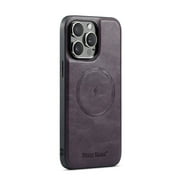 Compatible with iPhone 16 Pro Max Magnetic Case, Classic Premium PU Leather TPU Hybrid MagSafe Ultra Slim Protective Skin Friendly Shockproof Case Cover for iPhone 16 Pro Max, Purple