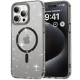 thumbnail image 1 of Compatible with iPhone 16 Pro Max Magsafe Case Clear Glitter, Anti-Yellow Shockproof Protective Phone Case, Ultra Slim Transparent Anti-Scratch TPU Bumper Cover for iPhone 16 Pro Max, Black, 1 of 7