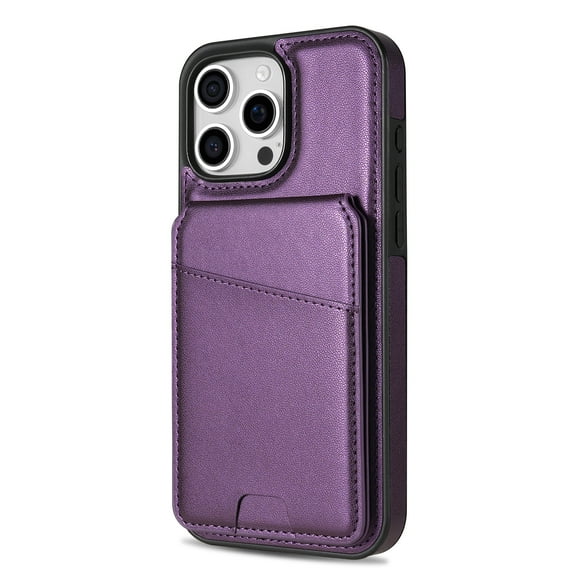 Compatible With iPhone 16 Pro Max Phone Case,Back Magnetic Detachable Flip Wallet,Compatible With Magsafe,With Kickstand,Card Slots,PU Leather Shockproof Rugged Phone Case Cover,Purple